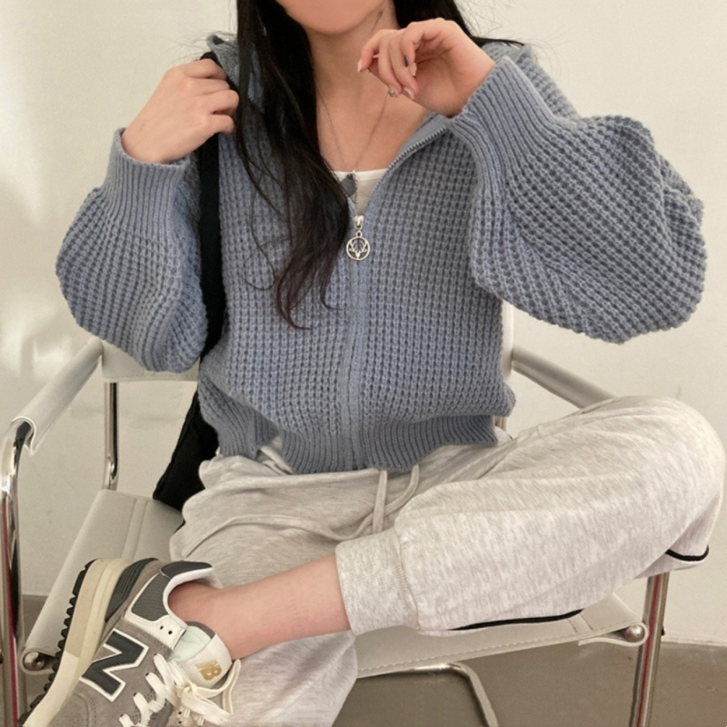 Veste Pull Court à Capuche Femme