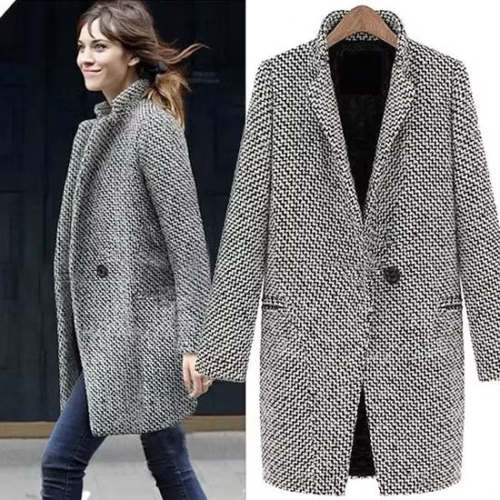 Manteau Slim en Laine à Manches Longues Élégance Intemporelle