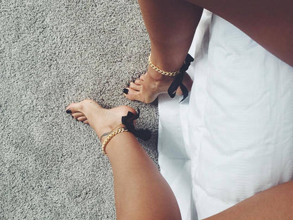 Bracelet de Plage Sexy en Chaîne et Ruban Satiné