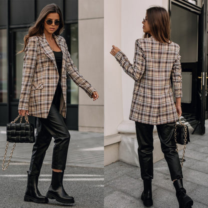 Veste à Carreaux Rétro Slim – Élégance Casual
