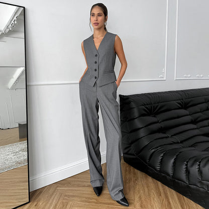 Costume Casual Col V : Élégance Simple et Raffinée
