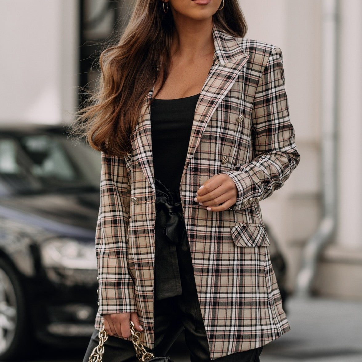 Veste à Carreaux Rétro Slim – Élégance Casual