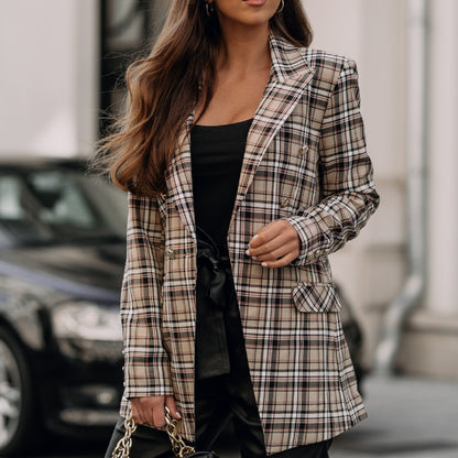 Veste à Carreaux Rétro Slim – Élégance Casual