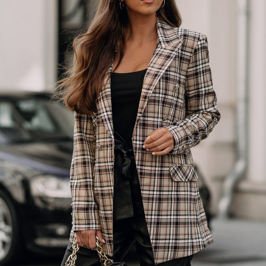 Veste à Carreaux Rétro Slim – Élégance Casual